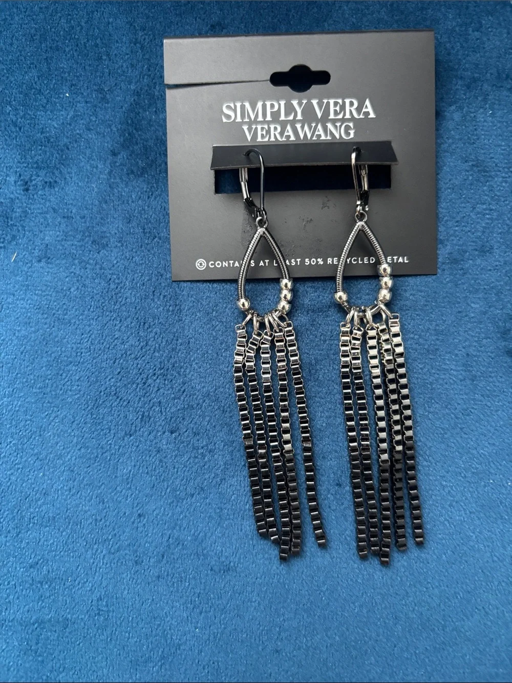 Simply Vera Vera Wang Gunmetal-Tone Fringe Necklace with Matching Earrings